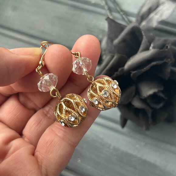 Gold Dangly Earrings - Picture 3 of 8